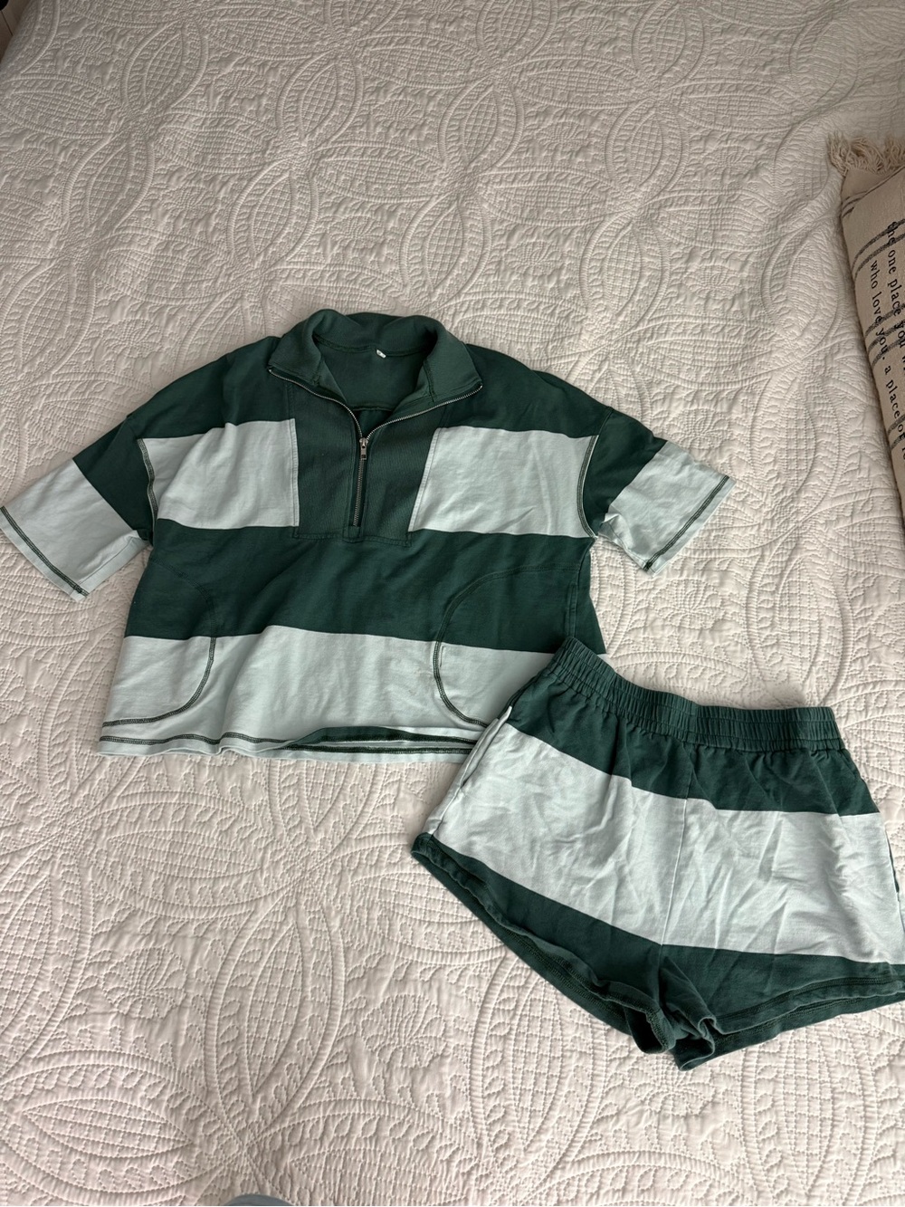 Green and Light Mint Stripe Set